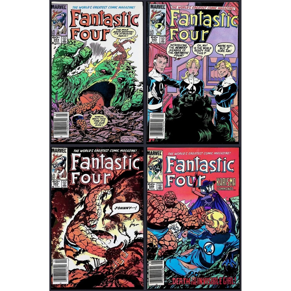Marvel Comic Lot Fantastic Four #263 264 265 266 Newsstand Edition 1984